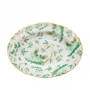 Ginori Oro Di Doccia Green Oval Flat Platter - 13"